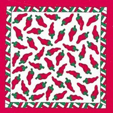 Carolina Creative Bandanna Southwestern Red Peppers Novelty 22" x 22" Chili