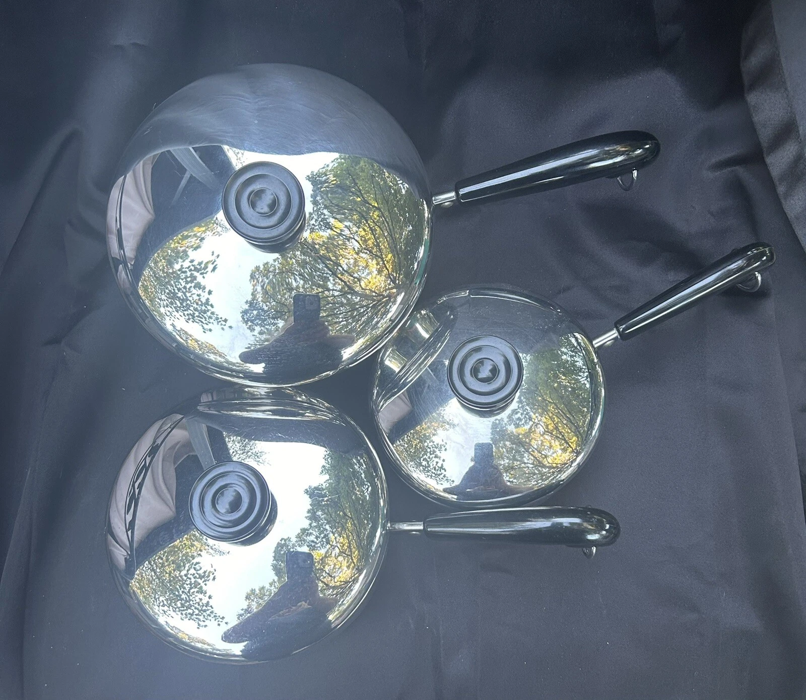 1801 Revere Ware Clinton Copper Bottom Pots Pans 6pc SET W/ Lids 3qt 1qt 1.5qt