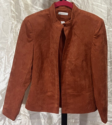 dress barn faux leather jacket Dressbarn Womens Brown Faux Leather Jacket L
