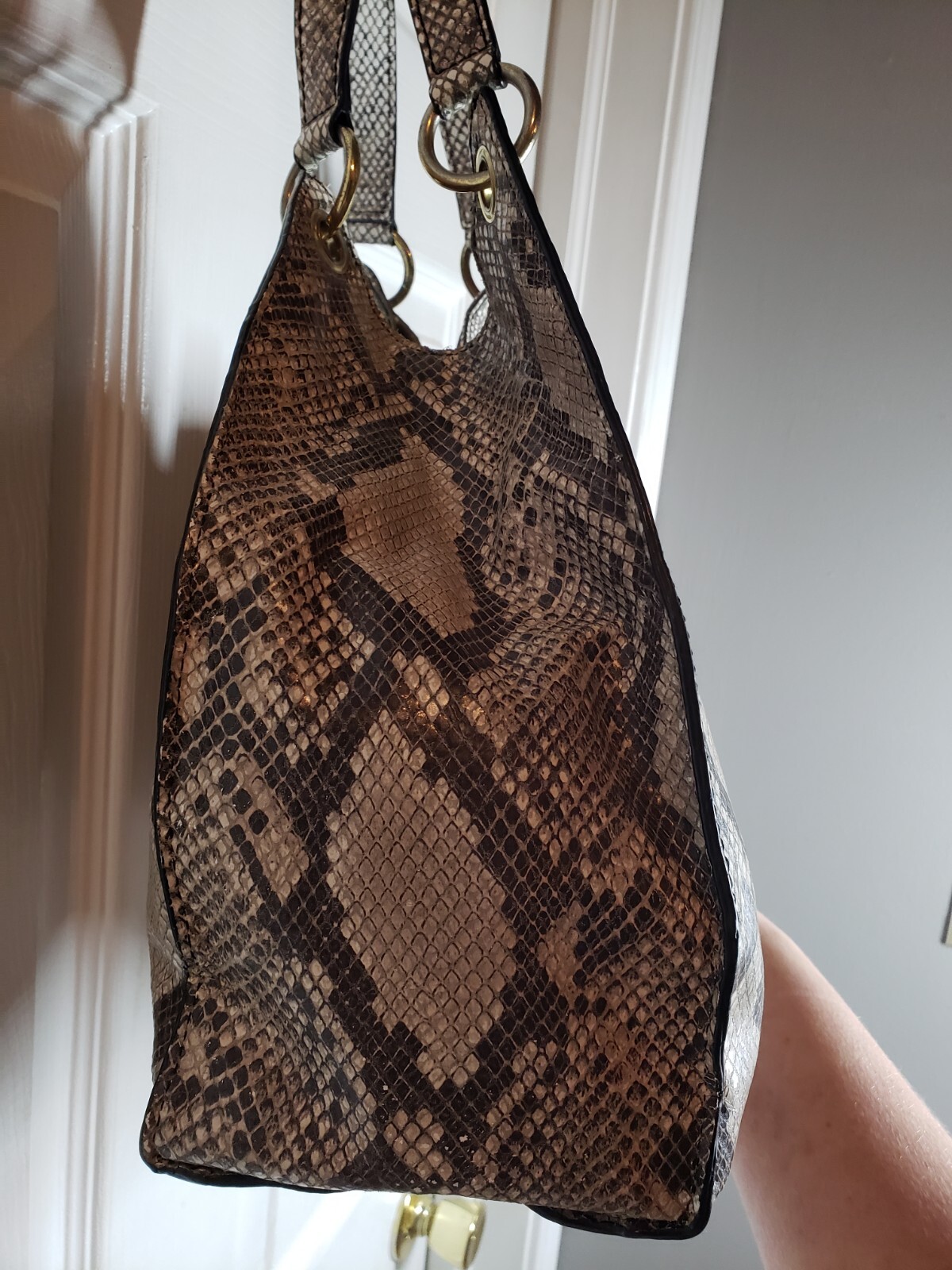 Talbots Python Leather Handbag Large - image 3