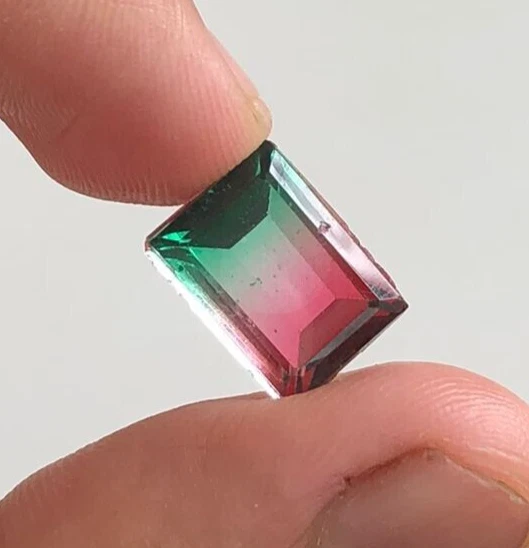 Turmalina bicolor de 8 quilates, piedra preciosa doblete de turmalina bicolor de alta calidad Foto 3 de 4