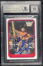 HACKSAW JIM DUGGAN SIGNED WWF 1991 MERLIN ITALIAN #39 BECKETT AUTO GRADE 10  811