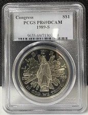 1989-S Congress Bicentennial $1 Commemorative Dollar PCGS PR69 DCAM (608)