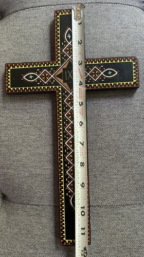 Large Egyptian Inlaid Handmade Wooden Cross Christian Catholic 11.5" Jesus - Picture 7 of 9