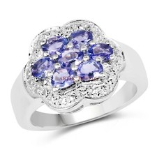 Anello In Argento Sterling 925 Con Gemma Naturale Di Tanzanite Per Donna #4518