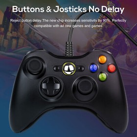For Microsoft Xbox 360 Wired USB Game Controller PC Windows 11/10/8/7/XP Gamepad