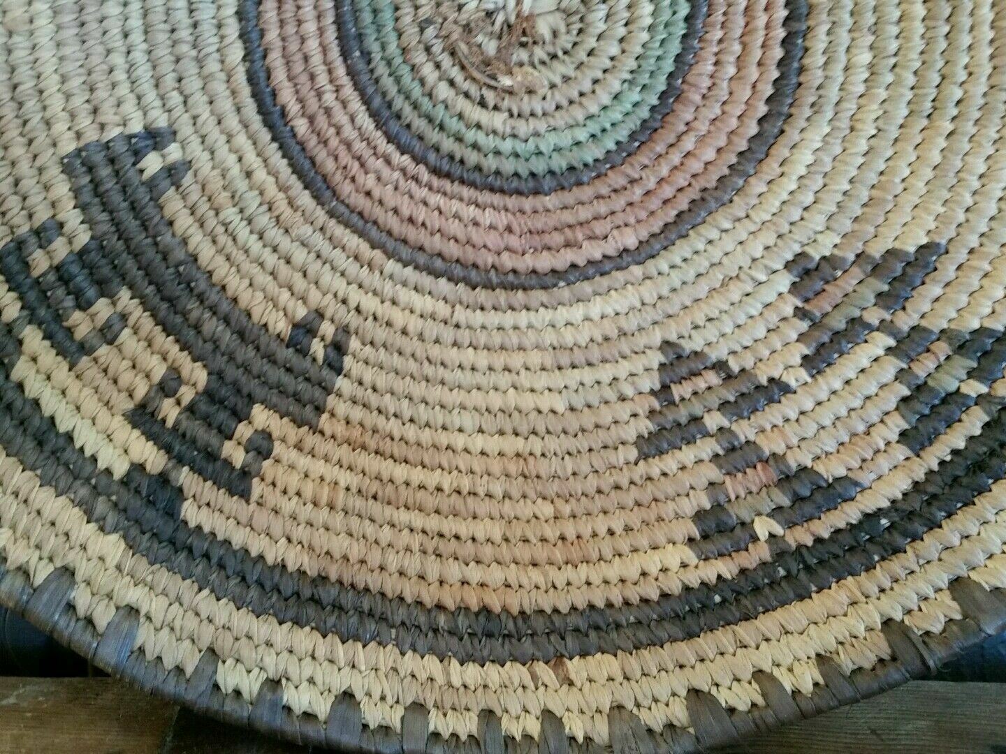 Beautiful Antique 13in African Intricate Woven Basket 