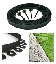Garden Lawn Edging Grass Border Strips 10m+ 30 strong PEGS 4cm High [N- BLACK]