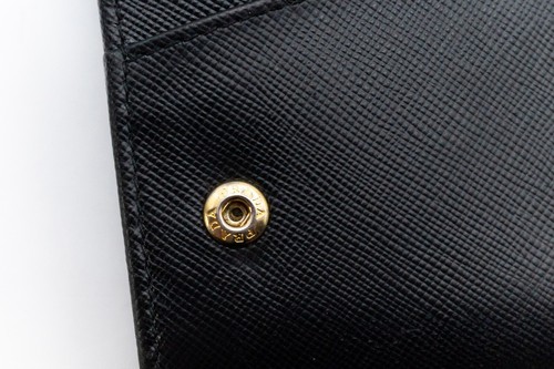 PRADA Leather Long Bifold Wallet Saffiano Black Authentic from JAPAN - Picture 5 of 19