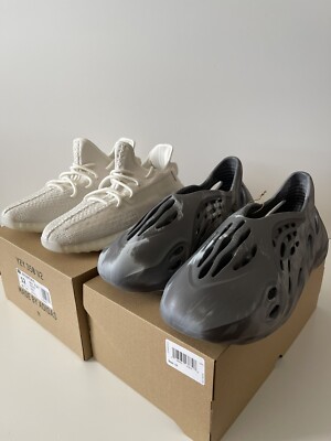 Adidas Yeezy Foam RNNR MX GRANITE Size 12 M & Boost 350 V2 Bone HQ6316 Size 12M