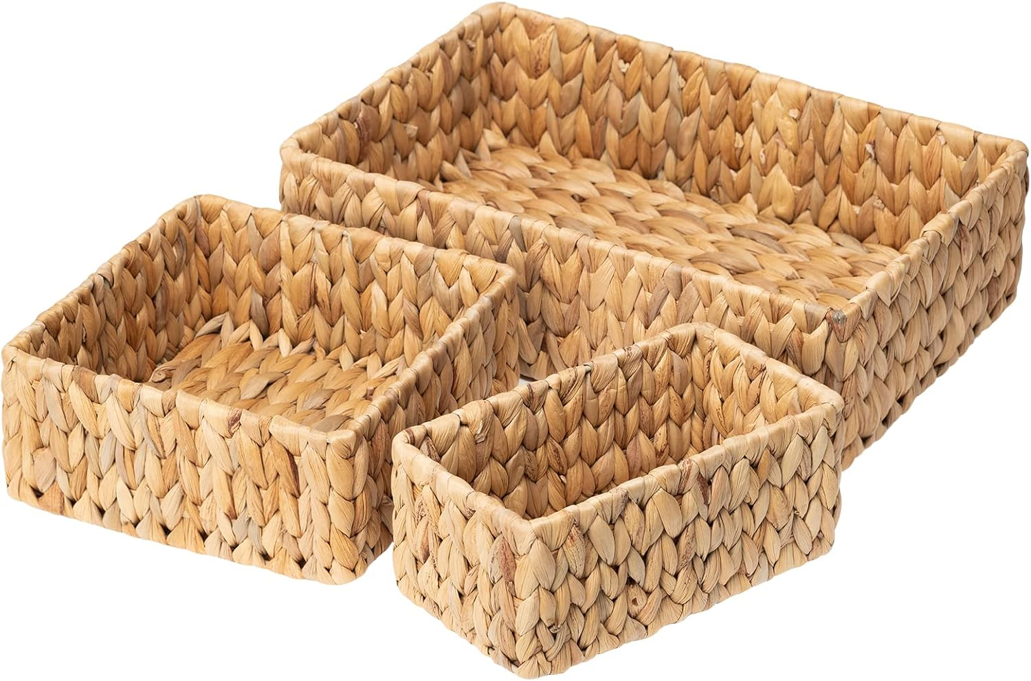 Wicker Baskets for Organizing 3Pack, Large and Small Wicker Storage Baskets Set,