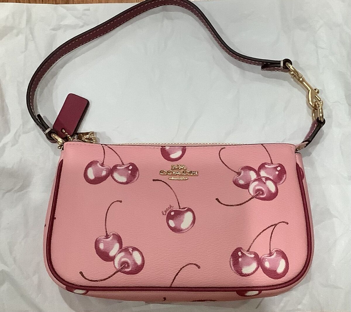 Coach Nolita 19 Pink Cherry Print Bag Purse Wristlet Coach Nolita 19 Pink Cherry Print Bag Purse Wristlet