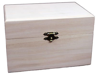 Wooden Recipe Box w/ Hinged Lid & Front Clasp, Unfinished - 6.75'' x 4.5'' x 4.25''