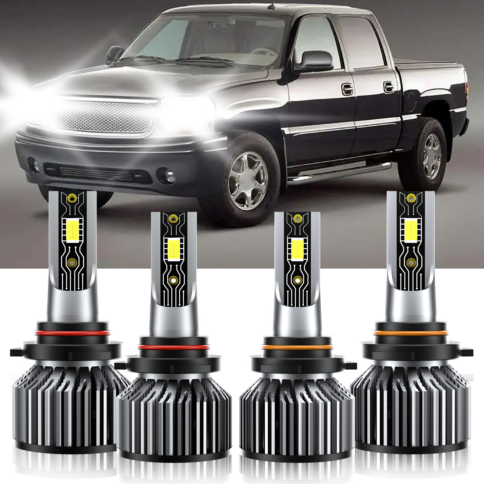For GMC Jimmy 1995-2005 4x LED Headlight Bulbs High Low Kit  White 9005 9006