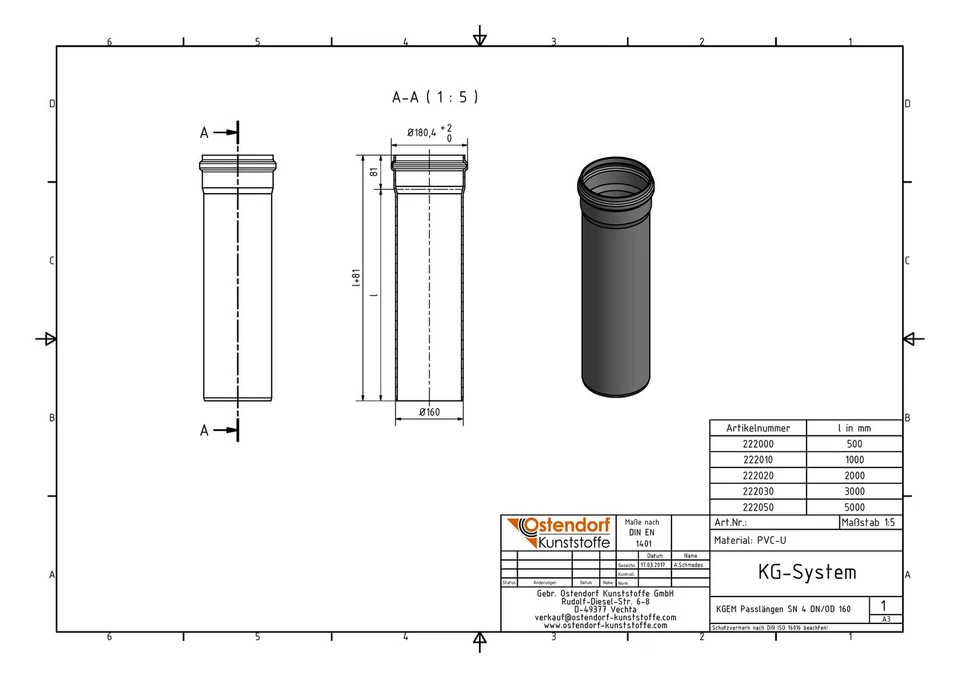 Ostendorf KG-Rohr mit Steckmuffe und Gummidichtring - Bild 4 von 4