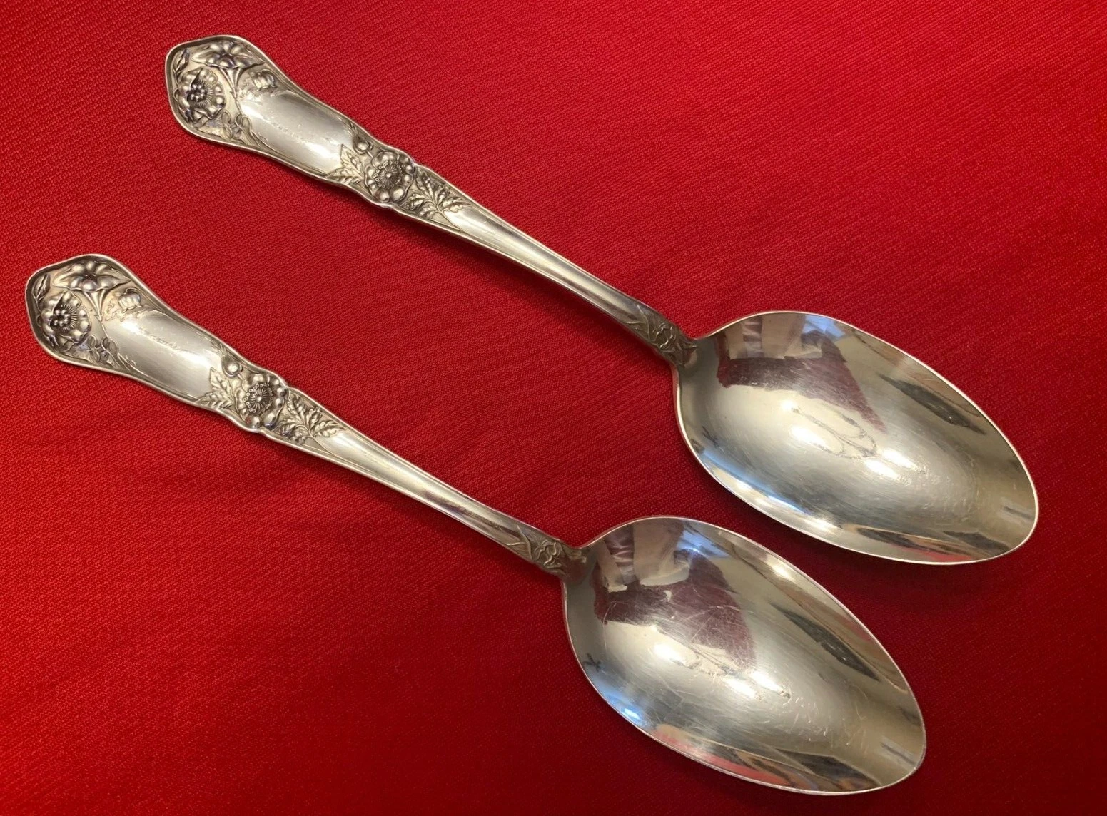 WILDWOOD Oneida Reliance Silverplate Set of 2 SERVING SPOONS 1908