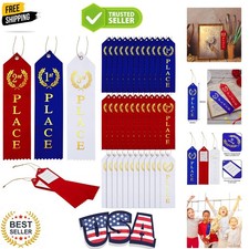 45 Pieces Award Ribbons 1st, 2nd, 3rd Place Flat Carded Set First Place Prize...