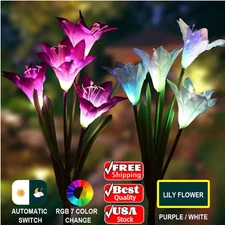 Solar Garden Lights Lily Flower lamp Outdoor Landscape LED Lights Pathway Yard