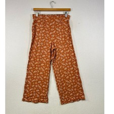 American Eagle Outfitters Floral Wide Leg Cropped Pants Terracotta Women's Small