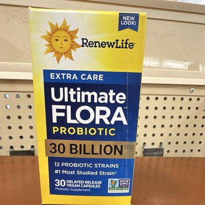 RenewLife Ultimate Flora Extra Care Probiotic 30B CFU 30ct Vegan Exp 09/2026