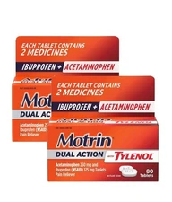 Motrin Dual Action with Tylenol, Ibuprofen & Acetaminophen, 80 Ct 2 Pk EXP 2/26