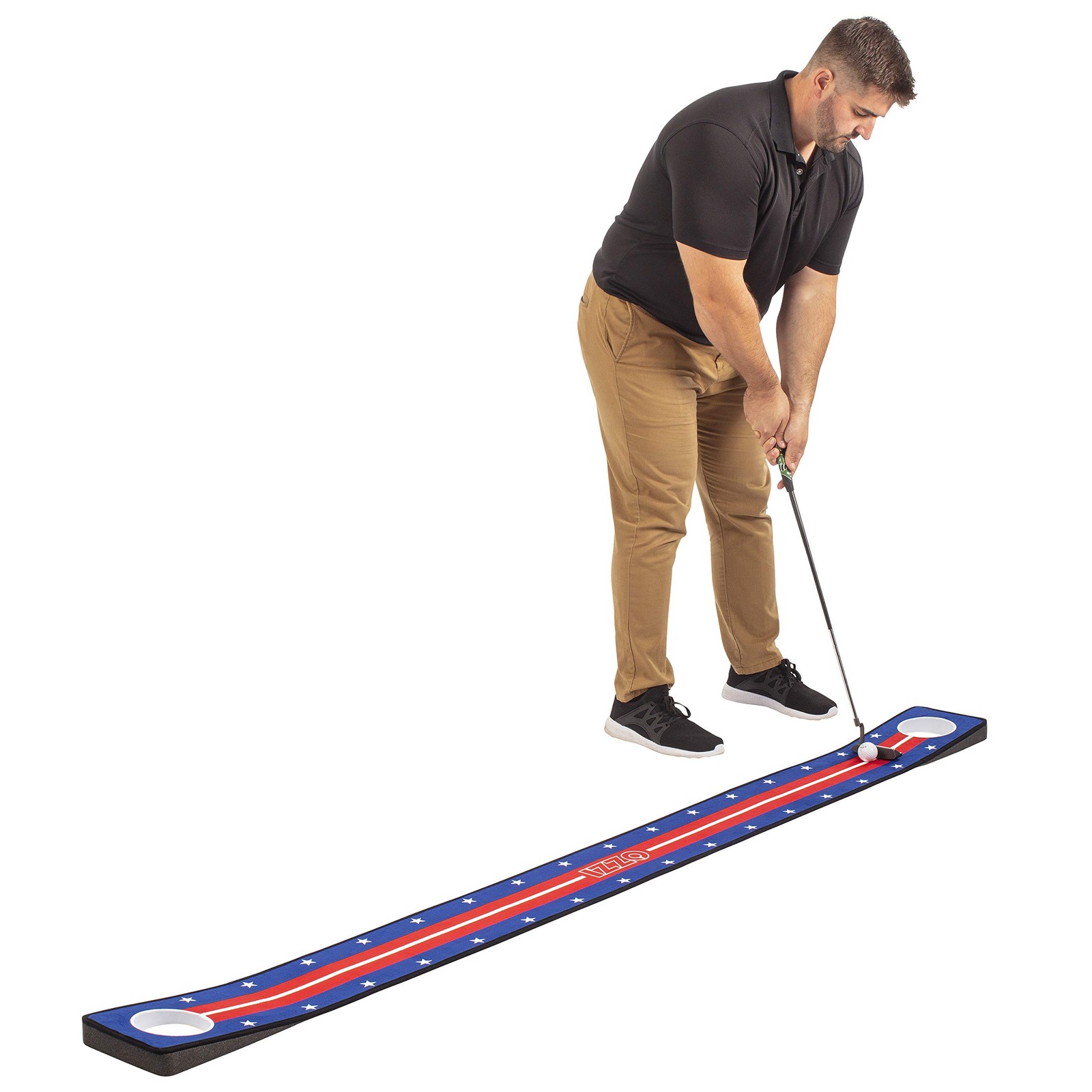 Izzo IZZO Golf Putting Mat with Putt Cup - Practice & Training Aid, Red White...