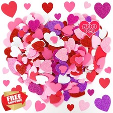 500pcs Glitter Foam Heart Valentine Stickers Craft