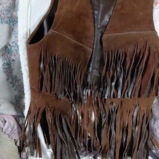 Women s Brown Fringe Open Front Western Boho ...