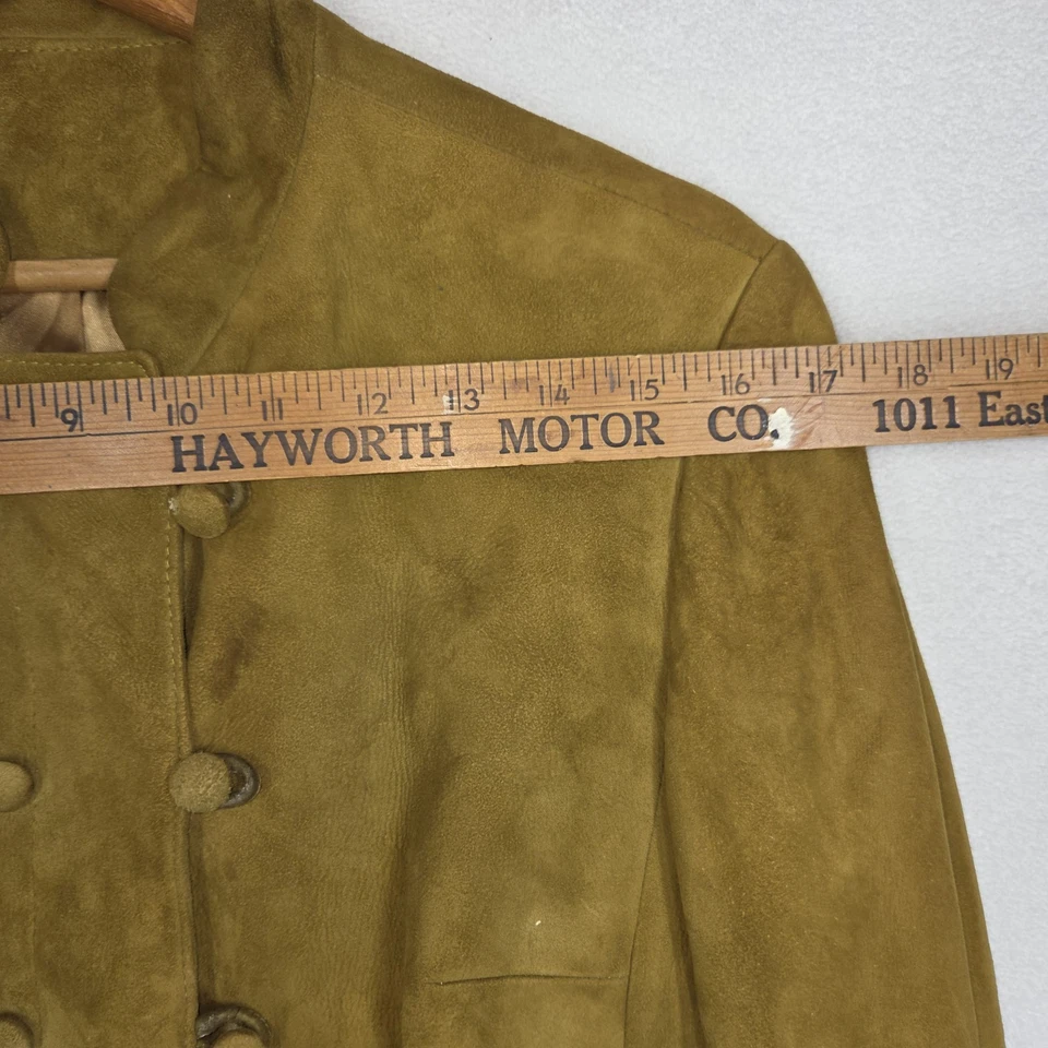 Vtg Blazer Leather Jacket Skirt Set Green Womens Grandma Workwear Business - Image 4 of 4