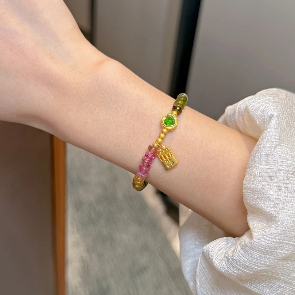 Colgante ábaco de oro puro: acento de turmalina, símbolo de riqueza Foto 2 de 4