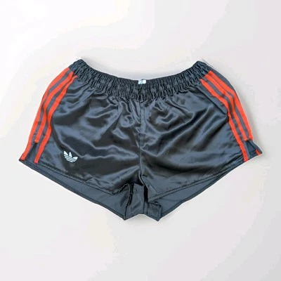 ADIDAS wie NEU Glanz Nylon Shorts schwarz Sprinter Vintage Fußball Torwart Sport - Bild 1 von 4