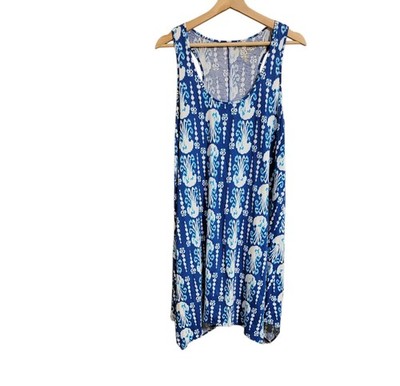 Lilly Pulitzer Melle Tank Dress Medium Blue Jellyfish Print Pima Cotton