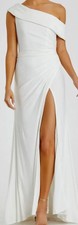 Ieena Mac Duggal Foldover Off The Shoulder Slit Gown White 26517 Size 2 NWT