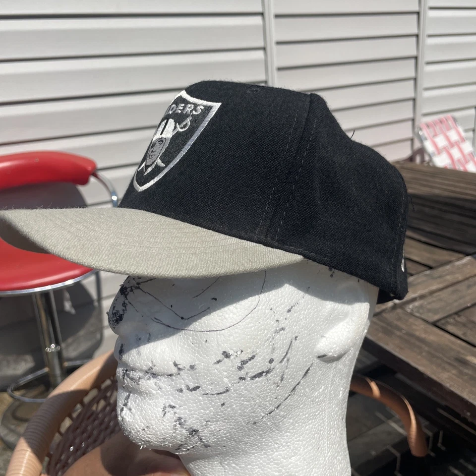 De colección Raiders American Needle Blockhead Snapback Sombrero de Lana Negro Ala Gris Raro Foto 2 de 4