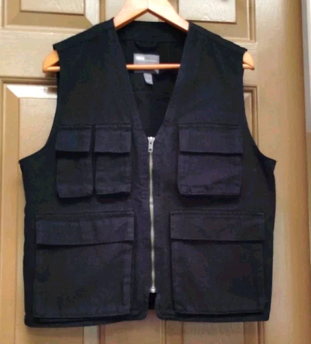 ASOS Black Full Zip Vest Campcore Fishing Mens Sz S