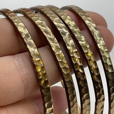Bracelet Vintage Set Of 5 Hammered Thin Elegant Patterned Gold Tone Bangles
