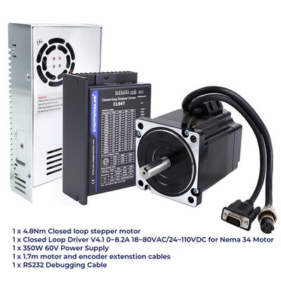 STEPPERONLINE 4.3Nm Nema34 Closed Loop Stepper Motor Driver CNC Power Supply Kit