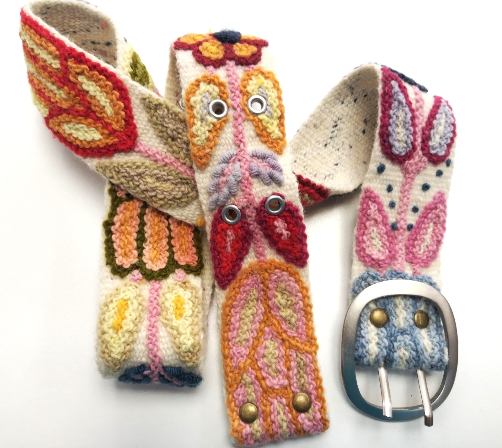 Women's belt, hand-embroidered in Peru, wool craftsmanship