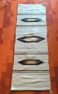 Chimayo Wool Handwoven Rug, 21 X 58, Excellent.
