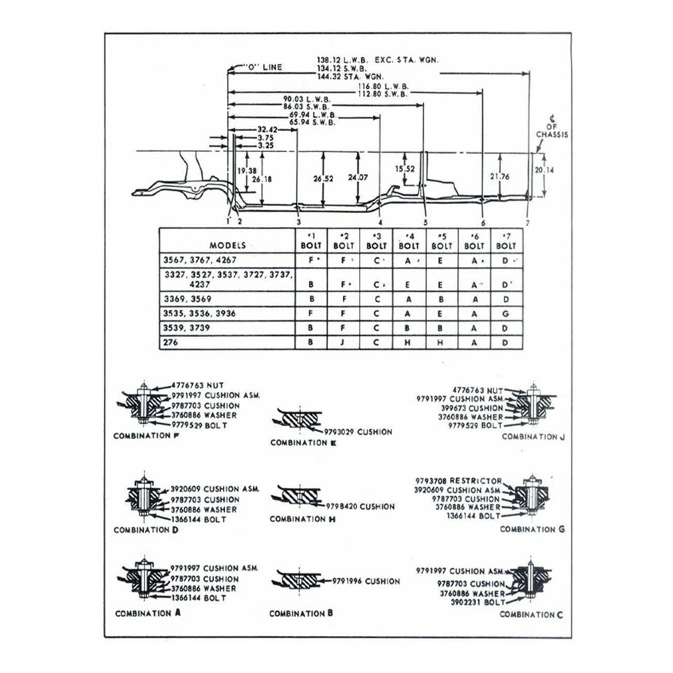 Cojines de montaje de carrocería de goma Pontiac Lemans Grand Prix 1968-72 techo rígido 22 piezas Foto 3 de 4