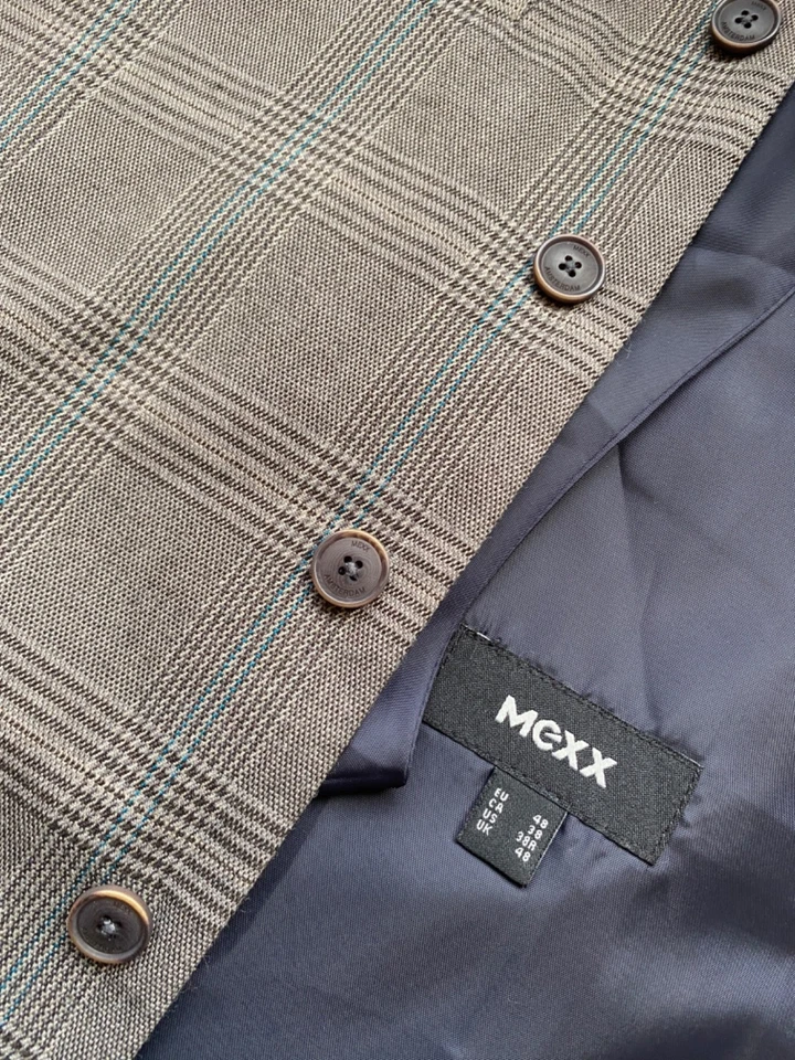 VINTAGE mens MEXX GREY PRINCE OF WALES CHECK VEST WAISTCOAT 38" - Image 2 of 4