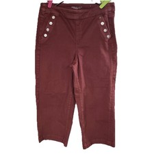 Chico  s Wide Leg Ankle Pants 12R Sailor Style Trendy Academia Preppy Boho Chic