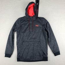 Under Armour Hoodie Mens Small Black Gray Heathered Loose Coldgear Activewear