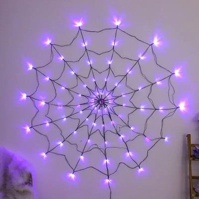 Halloween LED Lichterkette Bunt Spinnennetz Geister Party Dekoration