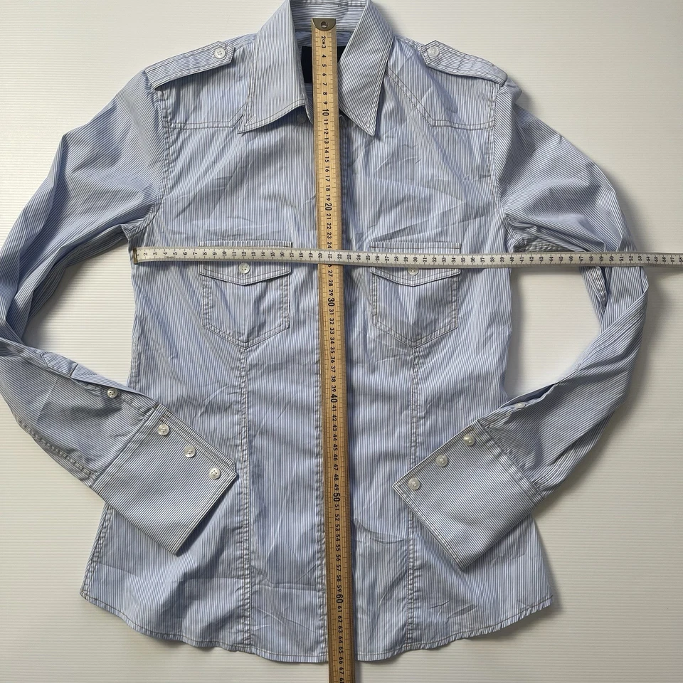 Camisa Dolce Gabbana Adulto Talla 42 Blanca Azul Rayas Cuello Abotonado Mujer Foto 2 de 4