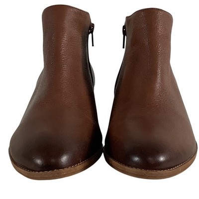 Gianni Bini Womens Brown Leather Ankle Boots Block Heel Side Zip Size 10M