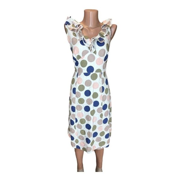 Women Boden Dress White Linen 38 / M / 46 #8DGQ