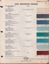 Du Pont Duco Paint Chip Pages: 1955 Chevrolet & Chevrolet Truck