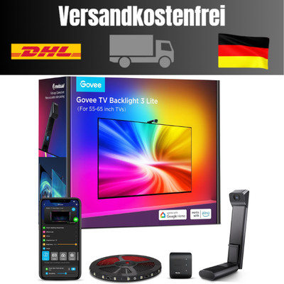 RGBICW WiFi LED Strip mit Fish-Eye Korrektur | Kamera-Sync für 55-65 Zoll