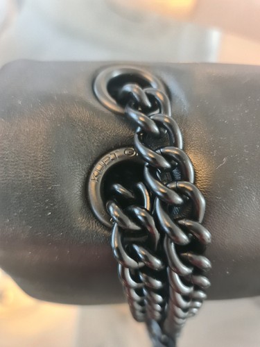Kurt Geiger Black Leather Kew Crossbody Shoulder All Black Chain Eagle Head - Picture 2 of 20